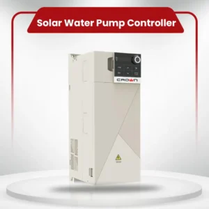 Crown CM-SPC50 2.2-37KW solar water pump controller with VFD digital display and sleek white industrial design.