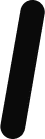 Slanted black pill shape graphic element on a white background positioned next to a diagonal red stripe segment.
